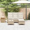 vidaXL 3 Piece Garden Sofa Set with Cushions L-shaped Beige Poly Rattan