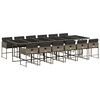 vidaXL 13 Piece Garden Dining Set with Cushions Grey Poly Rattan