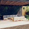 vidaXL 12 Piece Garden Lounge Set with Grey Cushions Pinewood