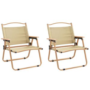 vidaXL Camping Chairs 2 pcs Beige 54x43x59cm Oxford Fabric