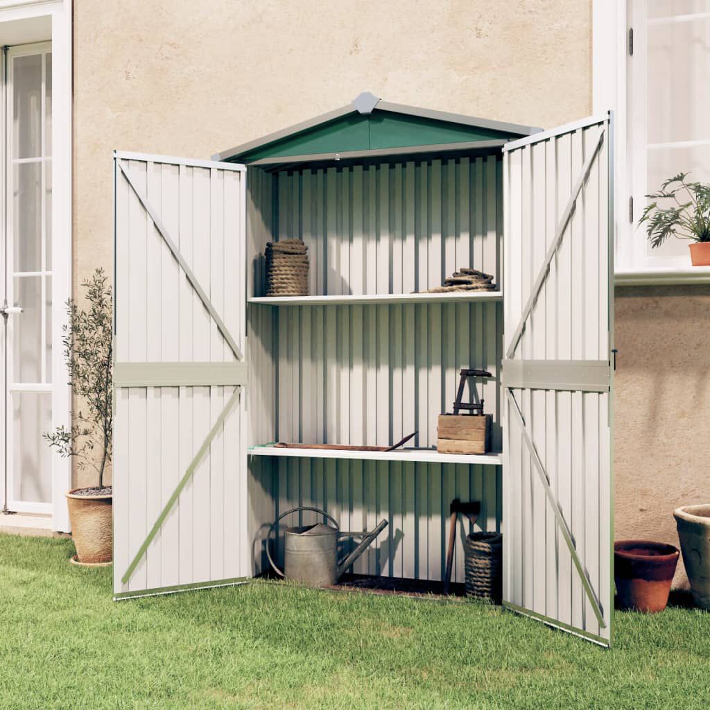 vidaXL Garden Shed Green 116x45x175 cm Galvanised Steel