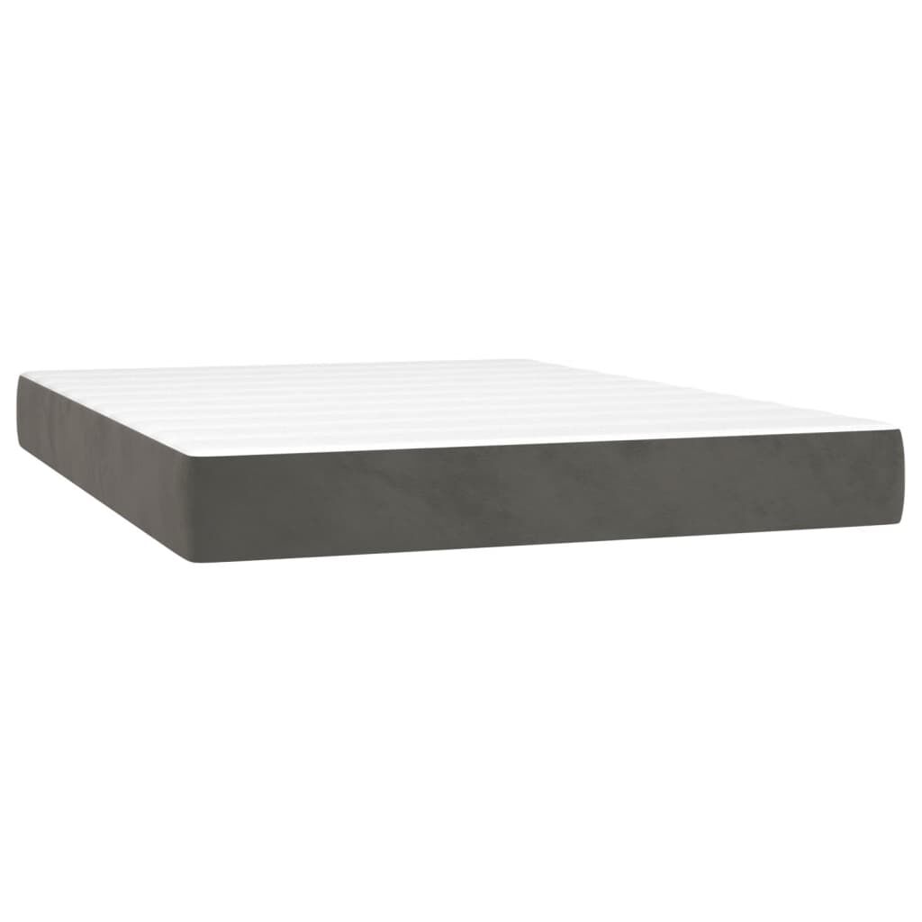 vidaXL Box Spring Bed with Mattress Dark Grey 137x190 cm Velvet