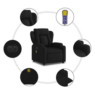 vidaXL Electric Massage Recliner Chair Black Fabric