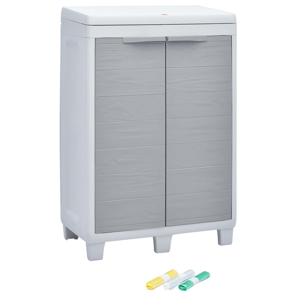 vidaXL Garden Dustbin with 3 Bags Light Grey 65x38x102 cm