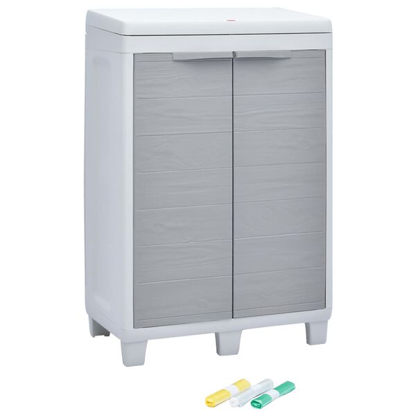 vidaXL Garden Dustbin with 3 Bags Light Grey 65x38x102 cm