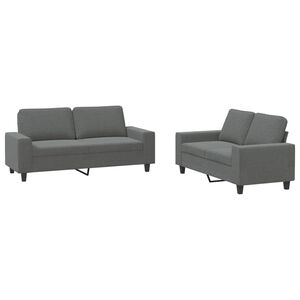 vidaXL 2 Piece Sofa Set Dark Grey Fabric