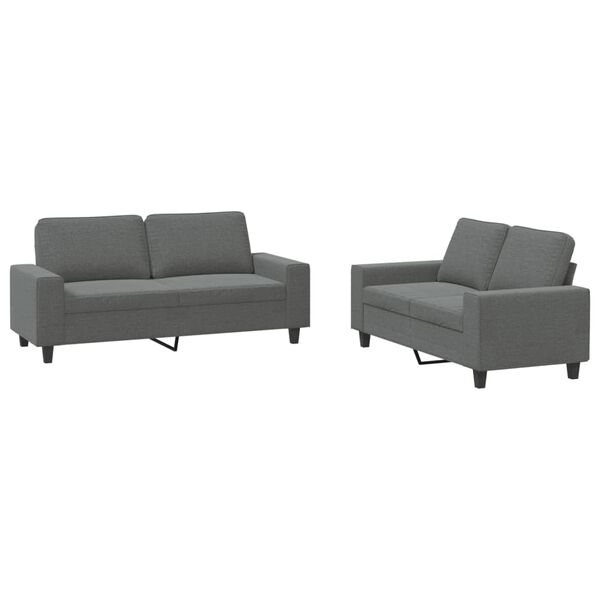 vidaXL 2 Piece Sofa Set Dark Grey Fabric