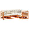 vidaXL 4 Piece Garden Sofa Set with Cushions Wax Brown Solid Wood Pine