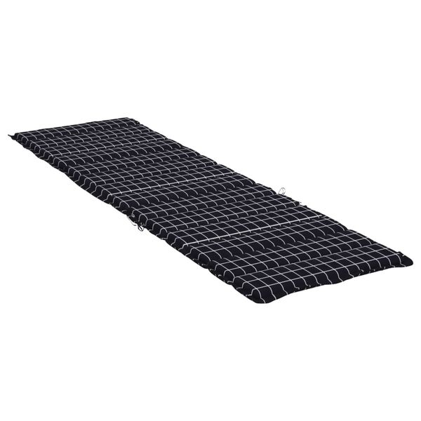 vidaXL Sun Lounger Cushion Black Check Pattern Oxford Fabric