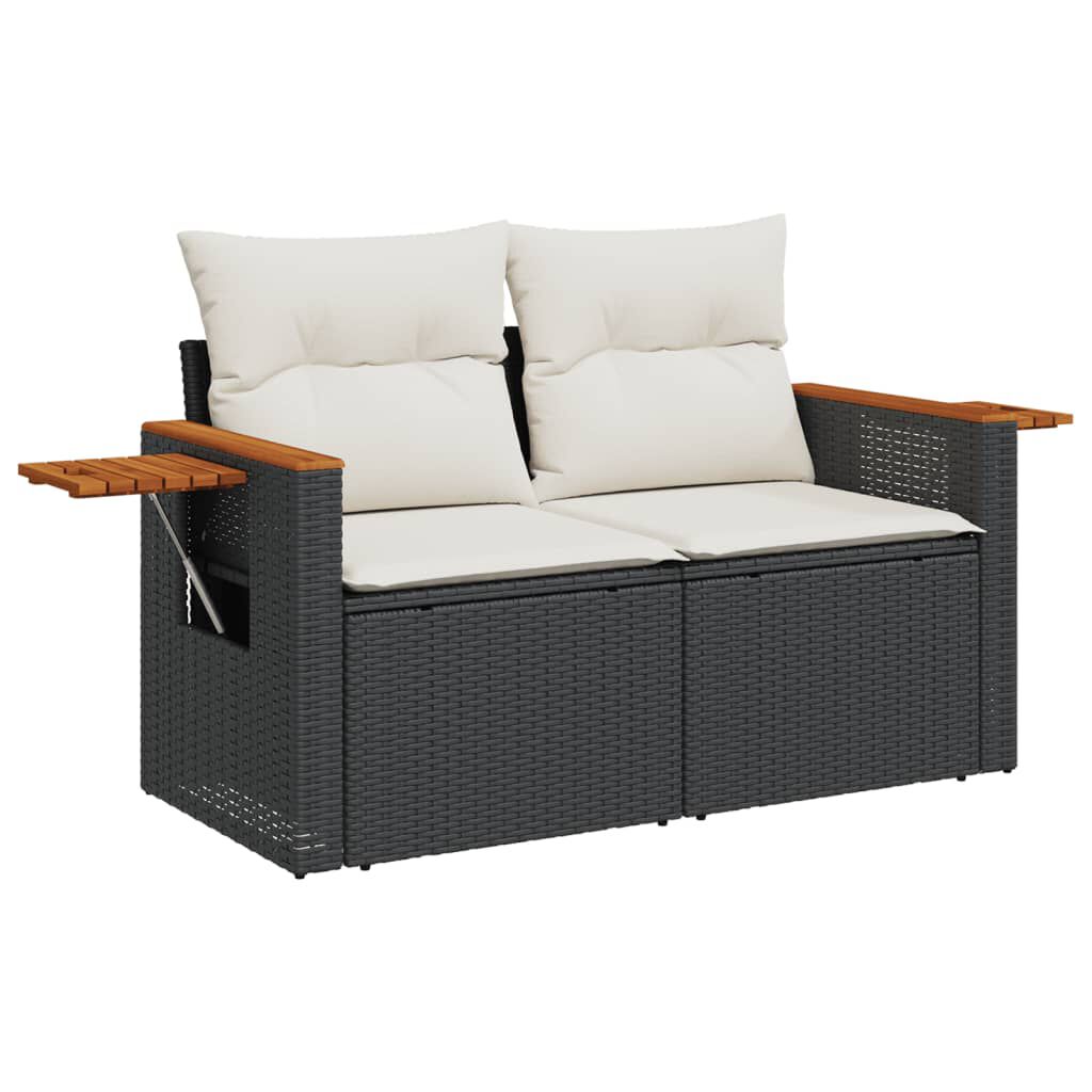 vidaXL 6 Piece Garden Sofa Set with Cushions Black Poly Rattan