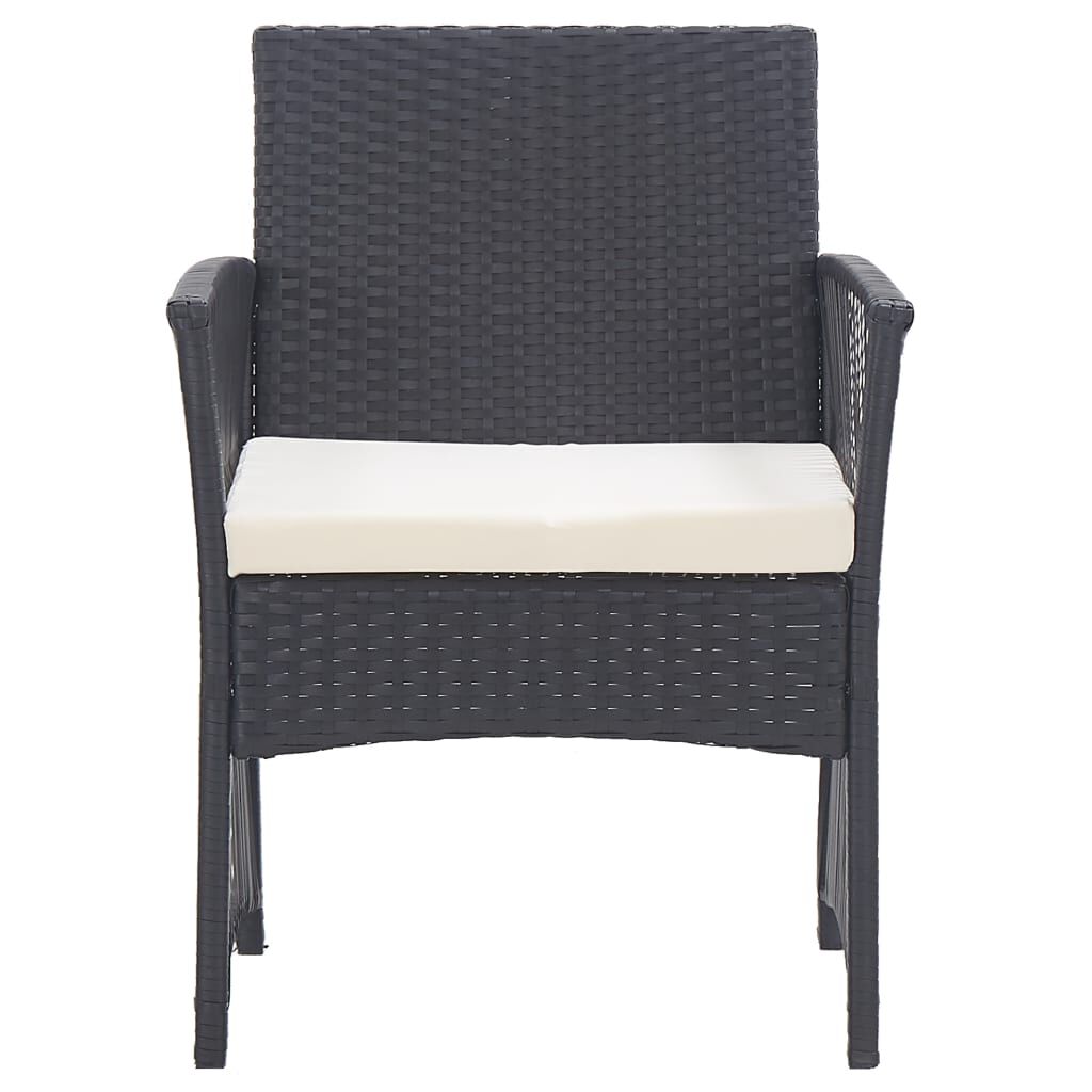 vidaXL Garden Armchairs with Cushions 2 pcs Black Poly Rattan