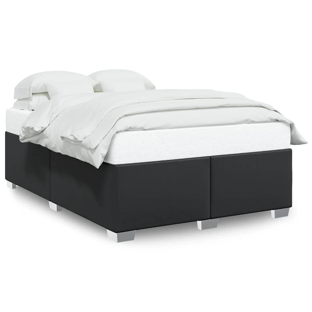 vidaXL Bed Frame without Mattress Black Queen Faux Leather