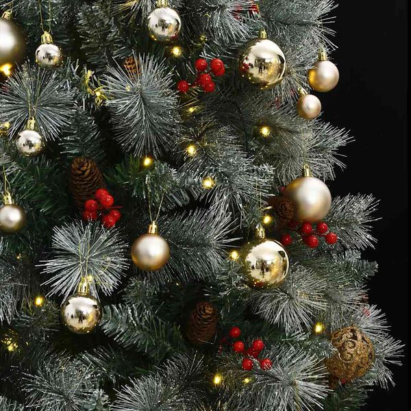 vidaXL Artificial Hinged Christmas Tree 300 LEDs & Ball Set 180 cm
