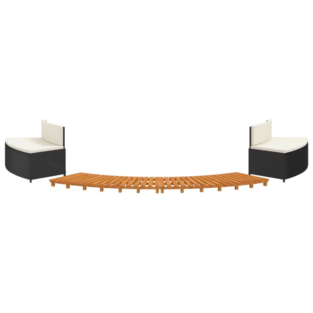 vidaXL Hot Tub Surround Black Poly Rattan and Solid Wood Acacia