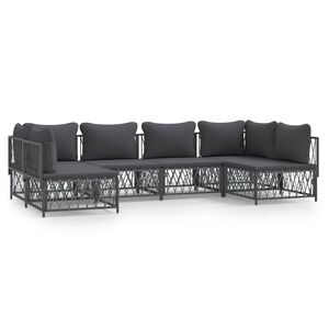 vidaXL 6 Piece Garden Lounge Set with Cushions Anthracite Steel