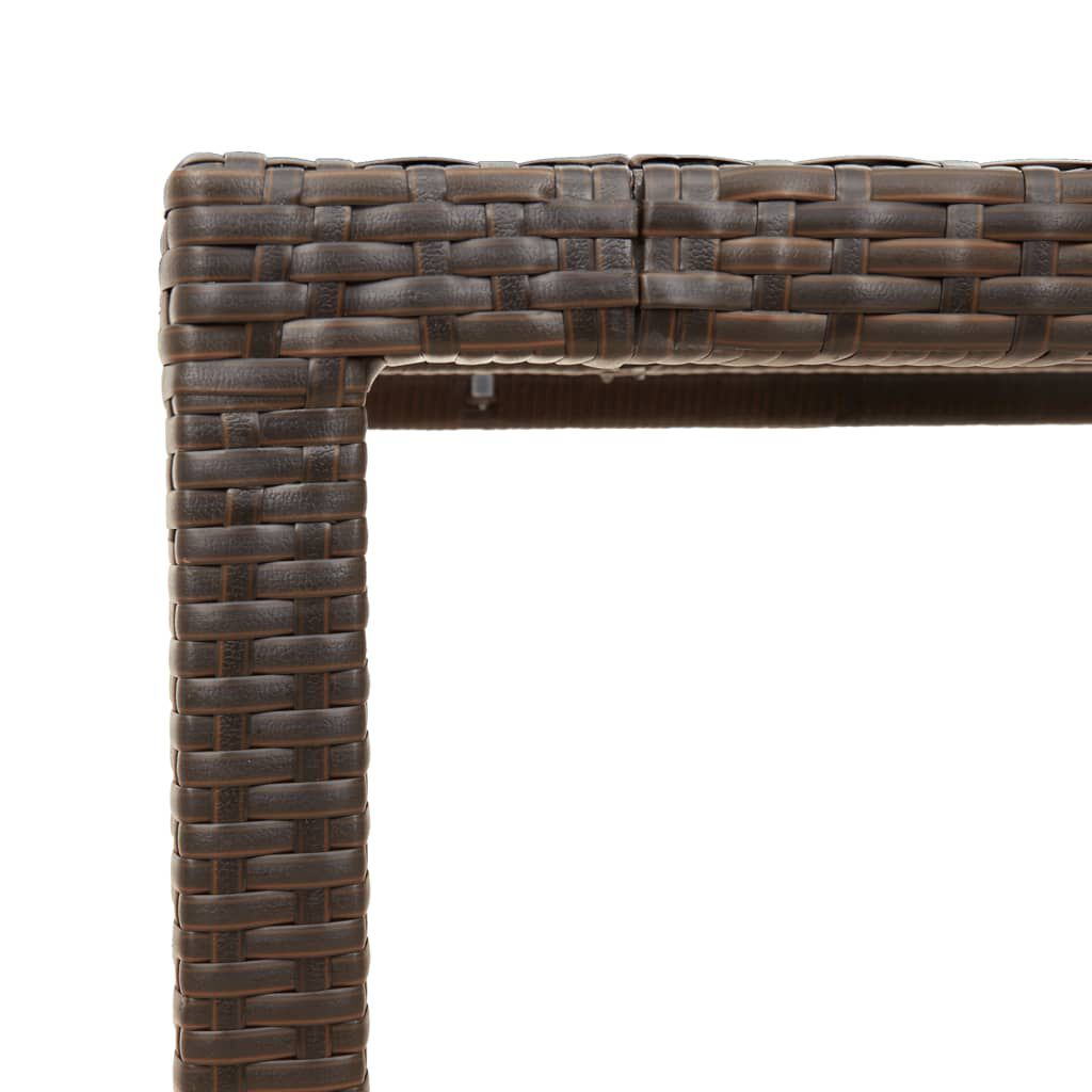 vidaXL Garden Table with Glass Top Brown 90x90x75 cm Poly Rattan