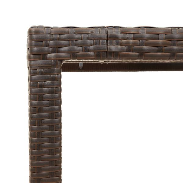 vidaXL Garden Table with Glass Top Brown 90x90x75 cm Poly Rattan