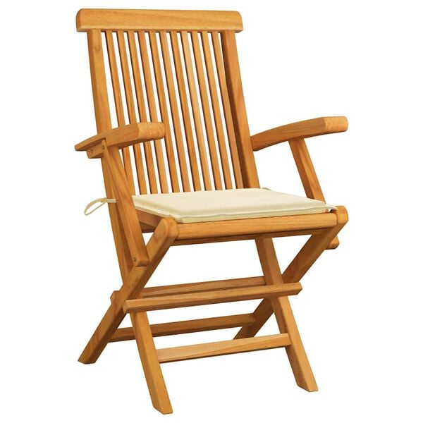 vidaXL Garden Chairs with Cream Cushions 3 pcs Solid Teak Wood