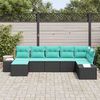 vidaXL Garden Sofa Set 7 pcs Black and turquoise 319 x 154 x 85 cm