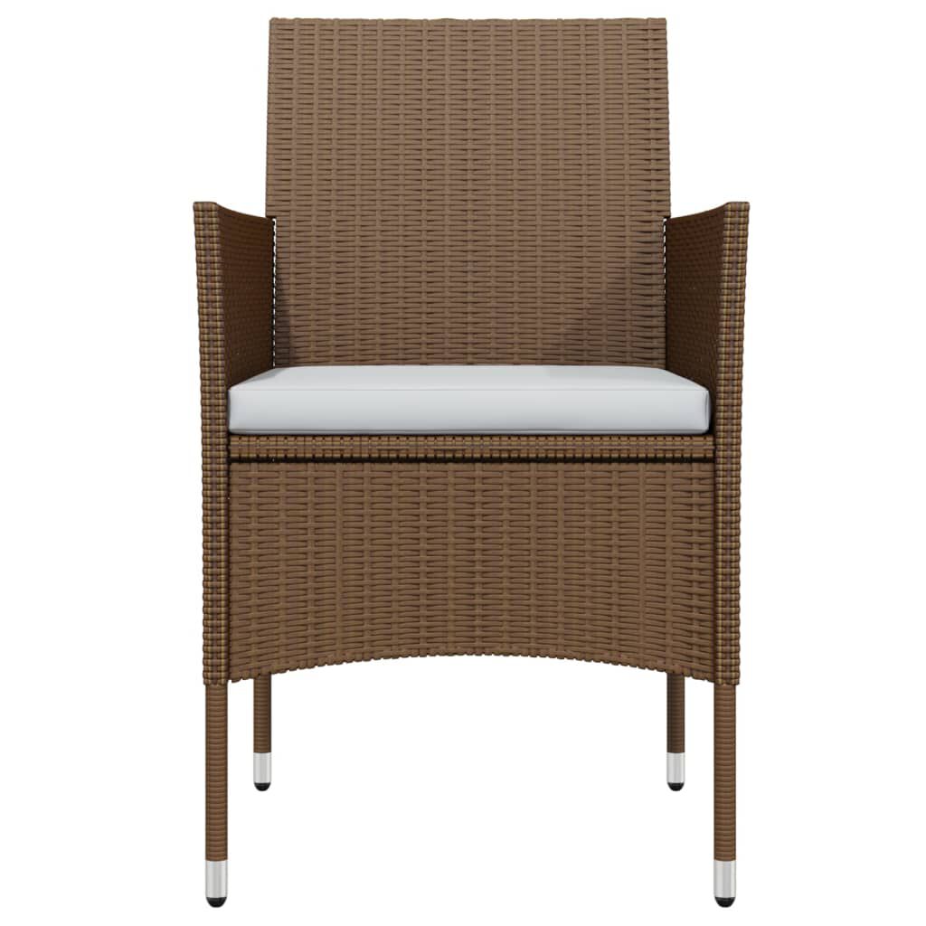 vidaXL 3 Piece Garden Dining Set with Cushions Brown and Black