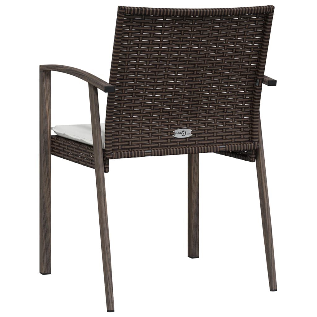 vidaXL Garden Chairs with Cushions 6 pcs Brown 56.5x57x83 cm Poly Rattan