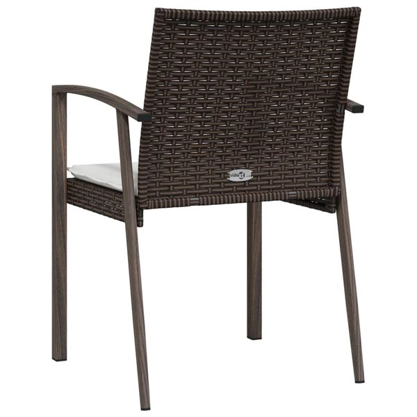 vidaXL Garden Chairs with Cushions 6 pcs Brown 56.5x57x83 cm Poly Rattan