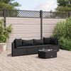 vidaXL 5 Piece Garden Sofa Set with Cushions Black Poly Rattan