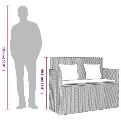 vidaXL Garden Bench with Cushions Beige Poly Rattan