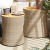vidaXL Garden Side Tables 2 pcs with Wooden Top Beige Poly Rattan