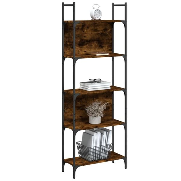 vidaXL Bookshelf Smoked Oak 155.5x24x166.5 cm Engineered Wood