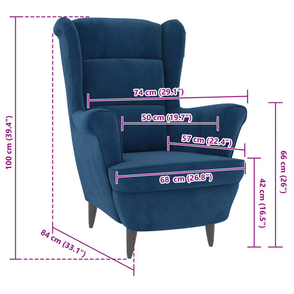 vidaXL Armchair Blue Velvet