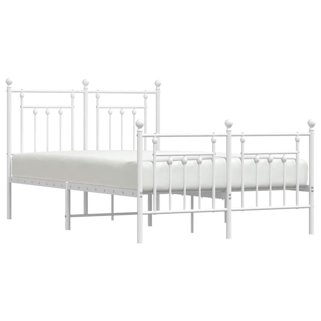 vidaXL Metal Bed Frame without Mattress with Footboard White 135x190cm