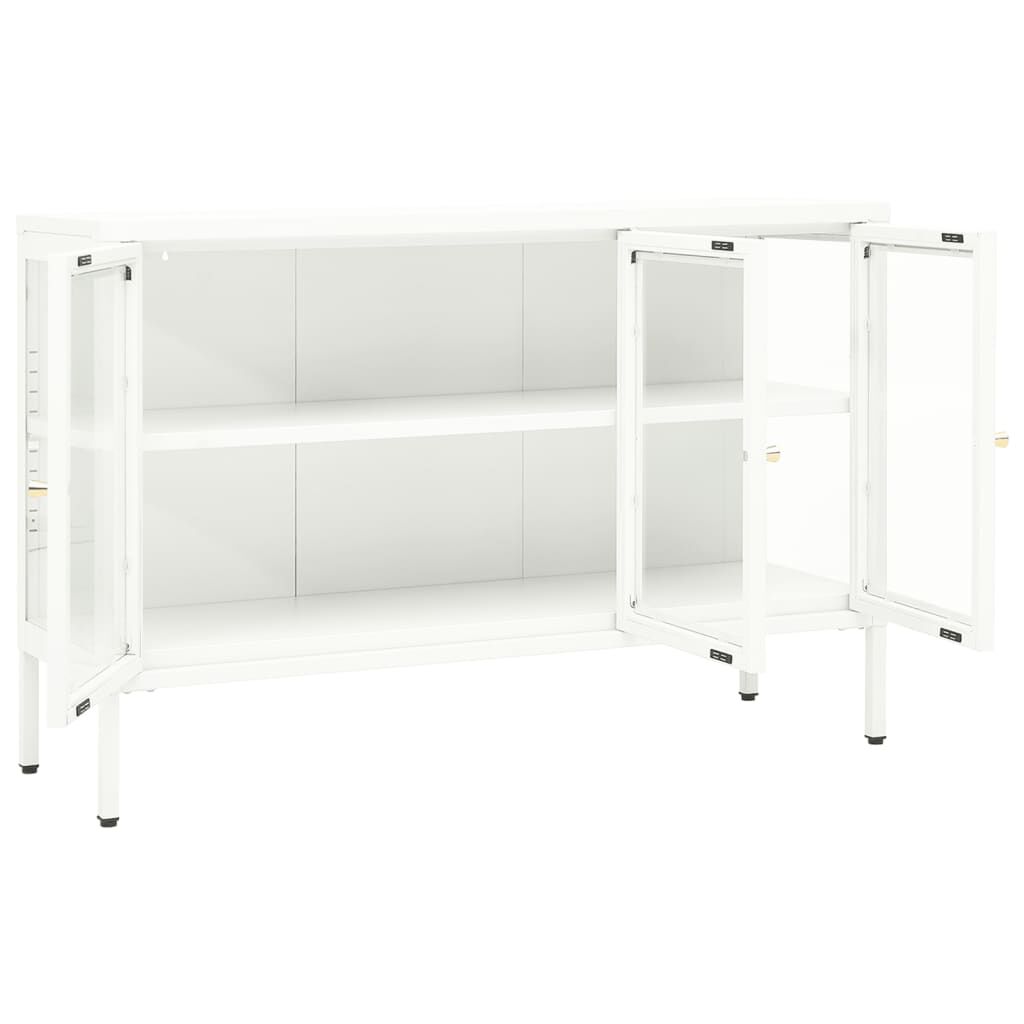 vidaXL Sideboard White 105x35x70 cm Steel and Glass
