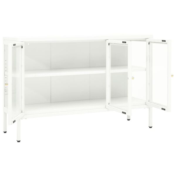 vidaXL Sideboard White 105x35x70 cm Steel and Glass