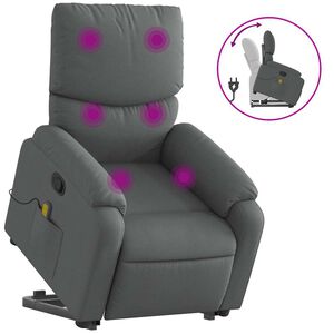 vidaXL Stand up Massage Recliner Chair Dark Grey Fabric