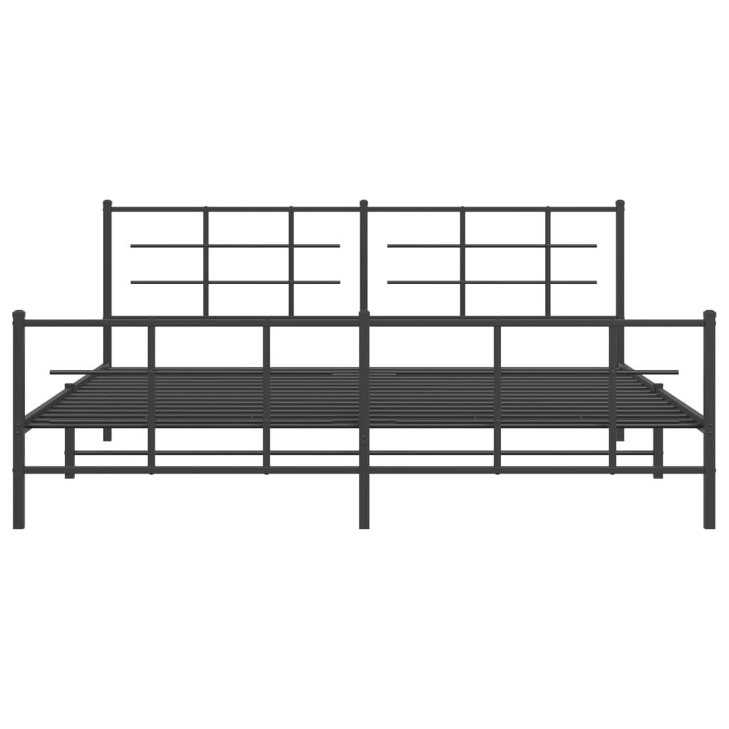 vidaXL Metal Bed Frame without Mattress with Footboard Black 193x203cm