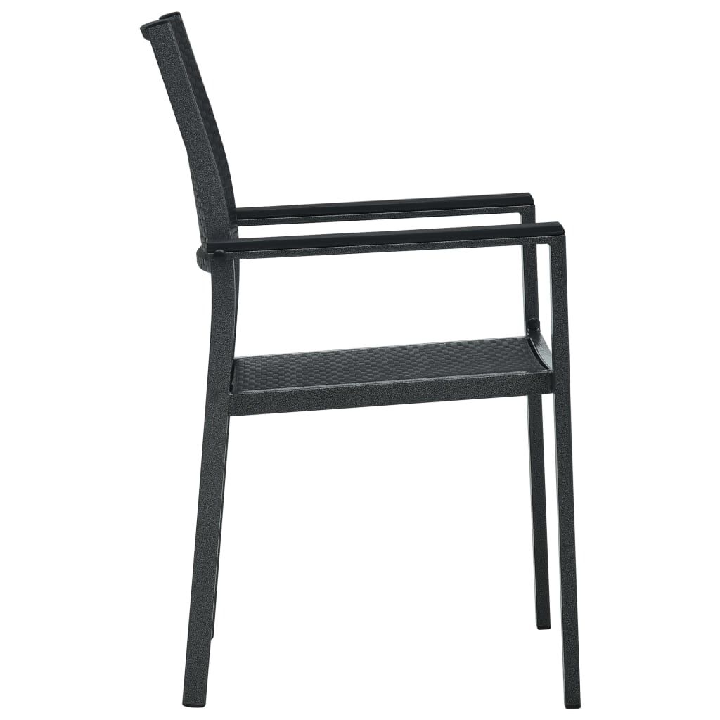vidaXL Garden Chairs 4 pcs Black Plastic Rattan Look