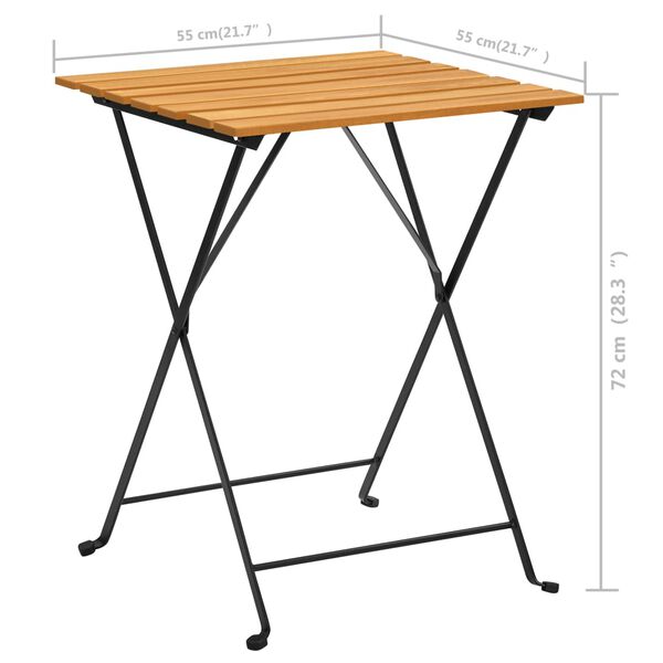 vidaXL 3 Piece Folding Bistro Set Solid Acacia Wood