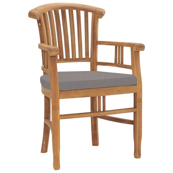 vidaXL Garden Chairs 2 pcs with Dark Grey Cushions Solid Teak Wood