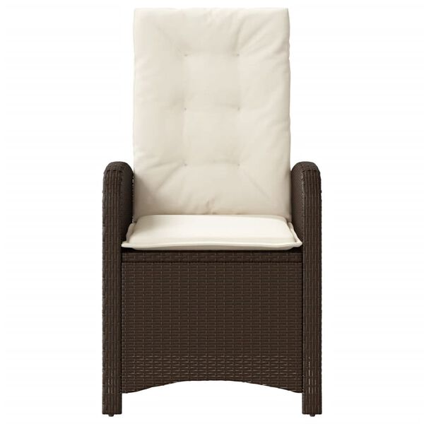 vidaXL Reclining Garden Chair with Cushions Brown Poly Rattan