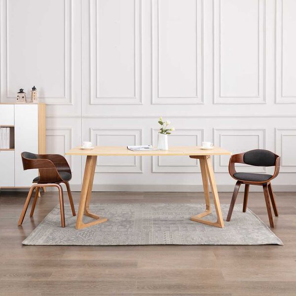vidaXL Dining Chairs 2 pcs Bent Wood and Grey Fabric