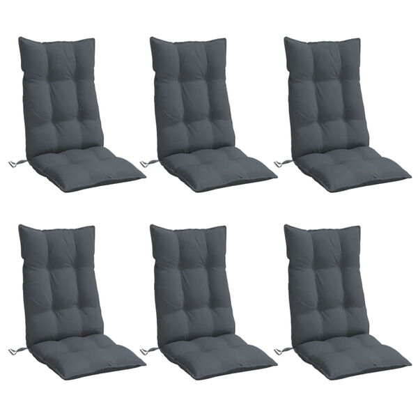 vidaXL Highback Chair Cushions 6 pcs Anthracite Oxford Fabric