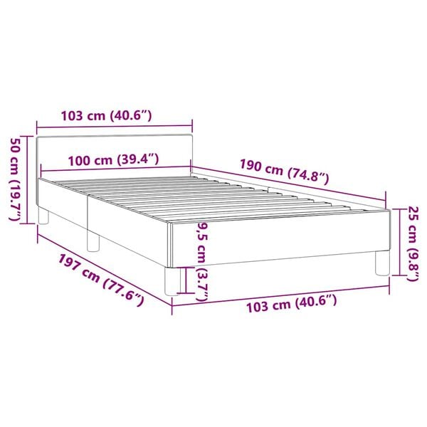 vidaXL Bed Frame without Mattress Dark Grey Twin Fabric