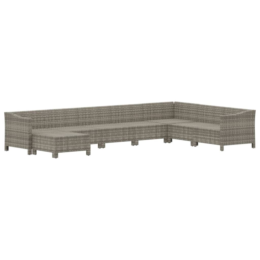vidaXL 8 Piece Garden Lounge Set with Cushions Grey Poly Rattan