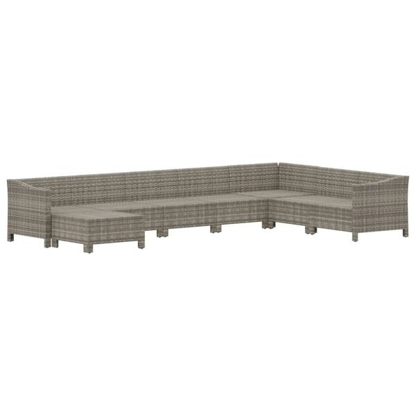 vidaXL 8 Piece Garden Lounge Set with Cushions Grey Poly Rattan