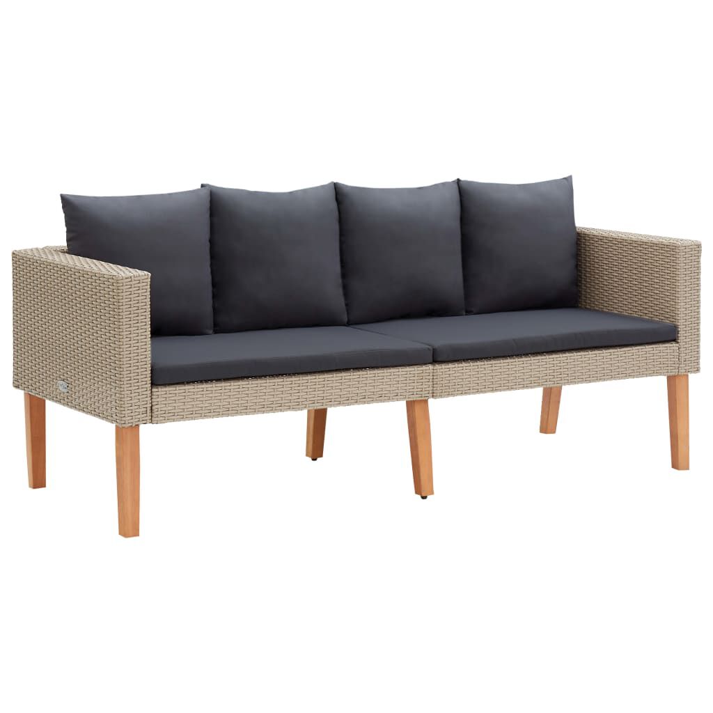 vidaXL 4 Piece Garden Lounge Set with Cushions Poly Rattan Beige