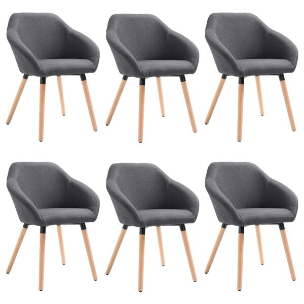 vidaXL Dining Chairs 6 pcs Dark Grey Fabric