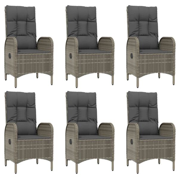 vidaXL 9 Piece Garden Dining Set with Cushions Grey Poly Rattan