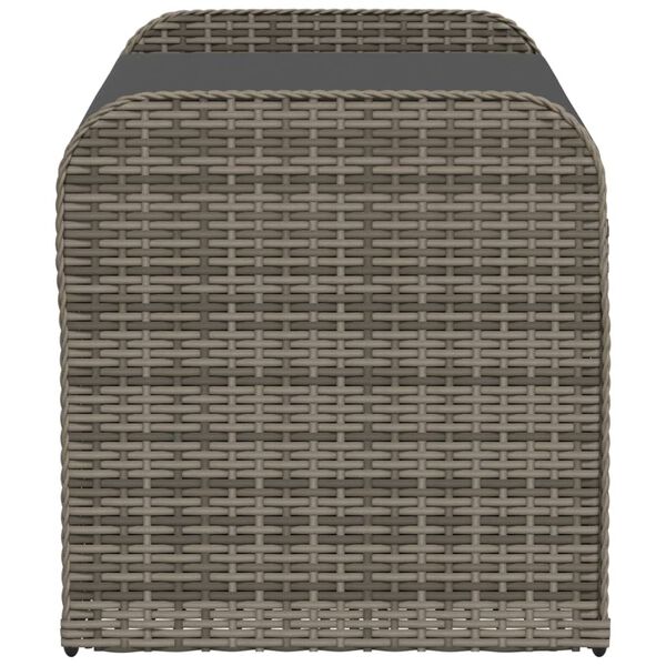 vidaXL Storage Bench with Cushion Grey 115x51x52 cm Poly Rattan