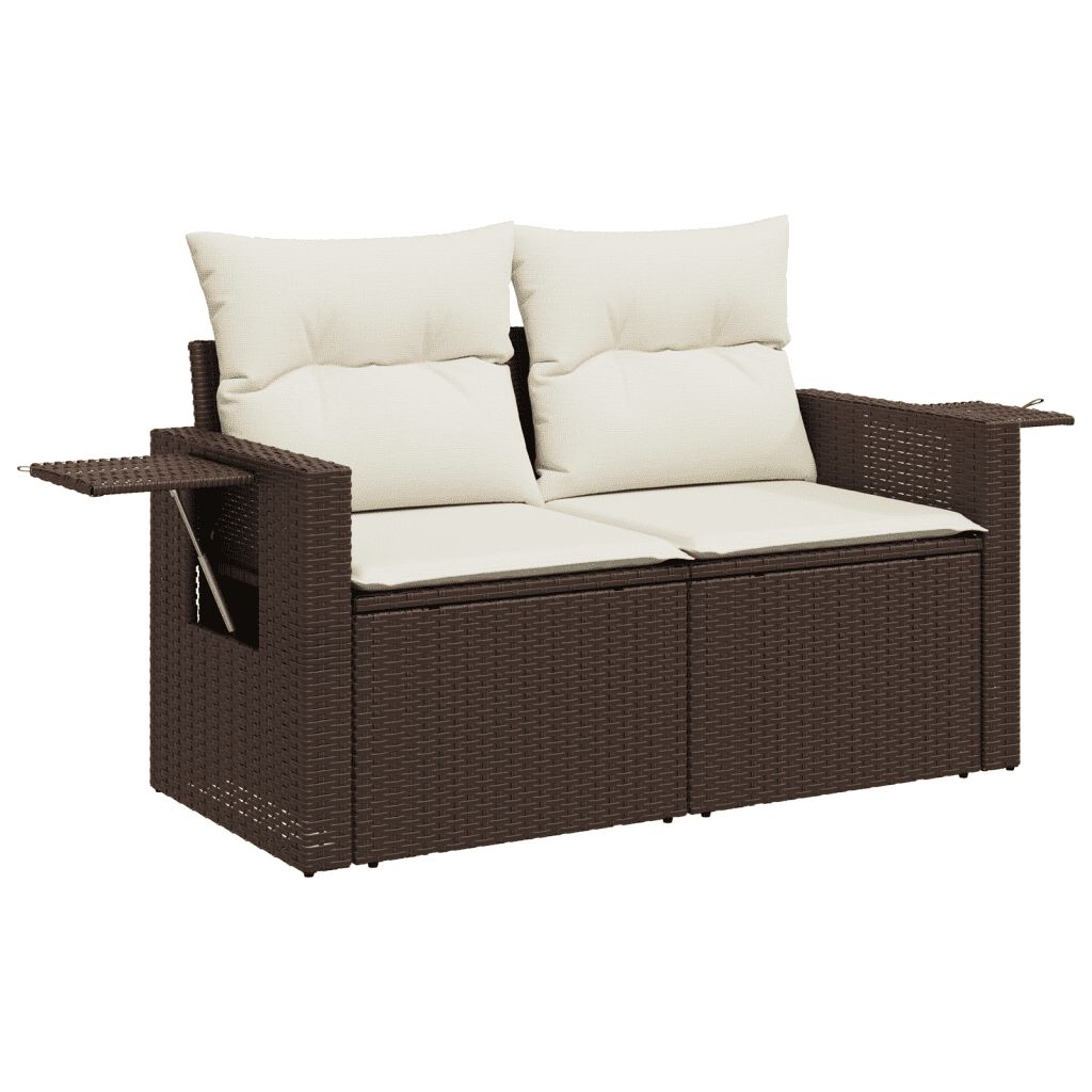 vidaXL 4 Piece Garden Sofa Set with Cushions Brown Poly Rattan